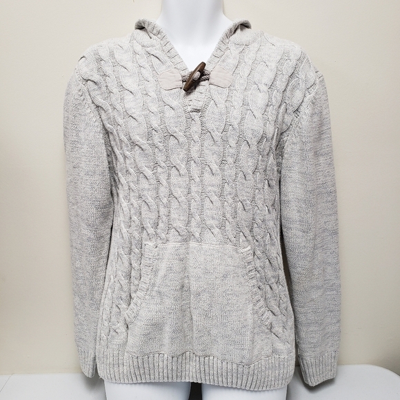 Retrofit Vintage Mens Cable Knit Sweater Hoodie Size Large - Picture 1 of 8